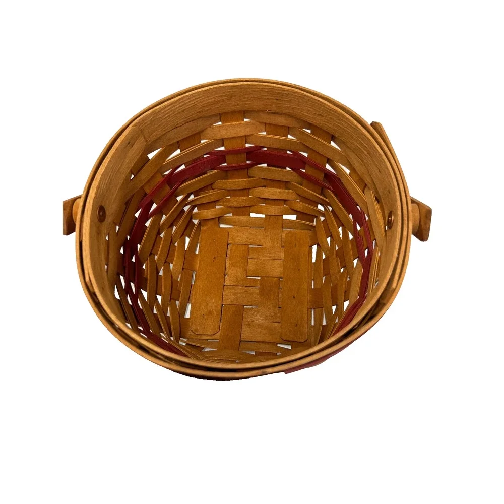 1994 Longaberger Christmas Collection Jingle Bell Basket w/Liner & Protector Red